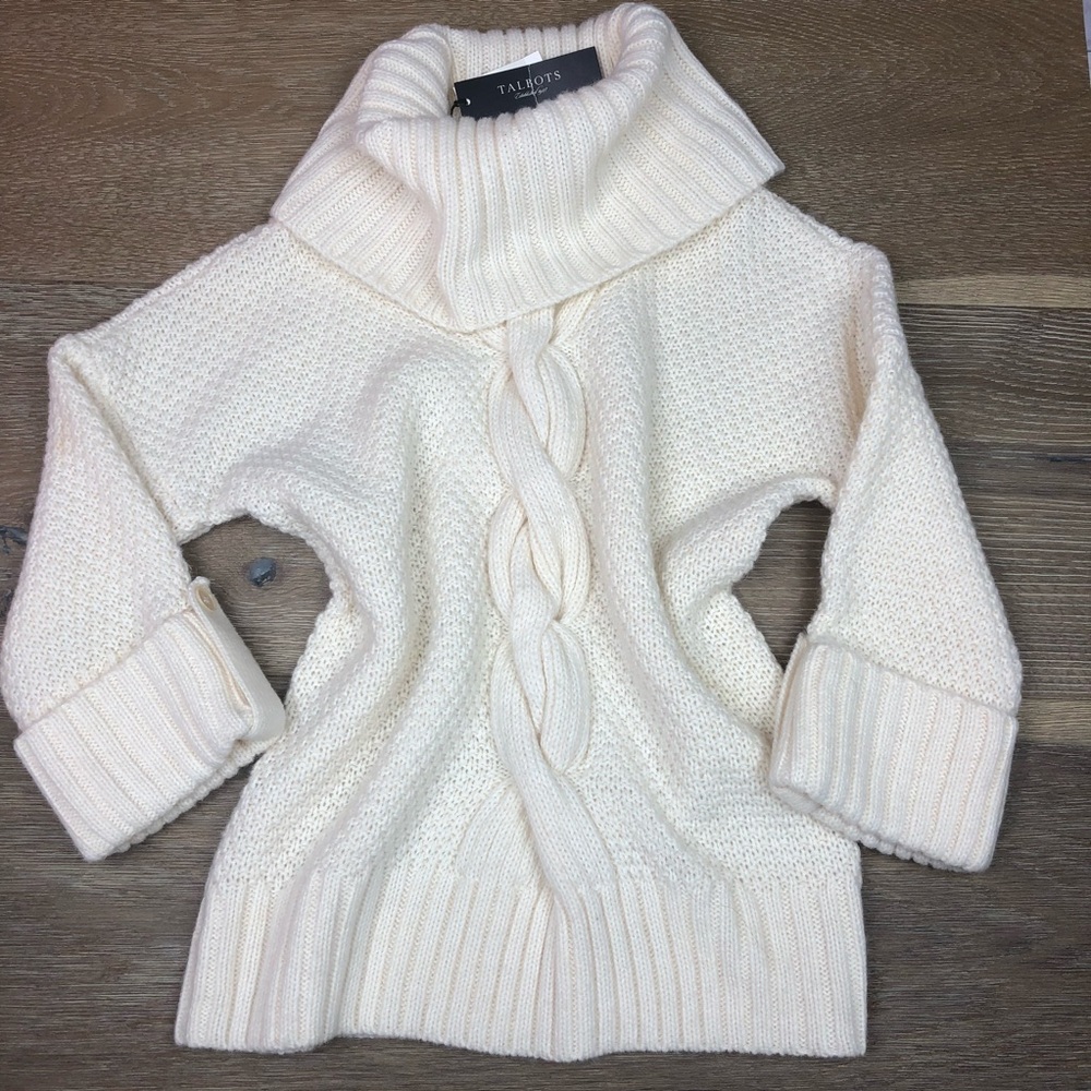 NWT Talbots Cable Knit Cowl Sweater - Picture 3 of 3